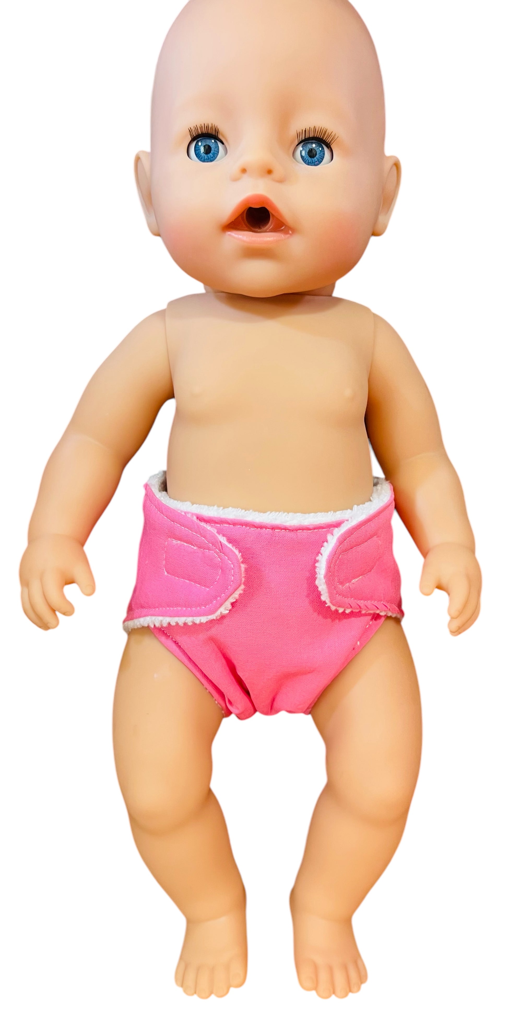 Bright Pink Hand Made Dolls Nappy with Velcro. Suits doll 43cm (as shown)
