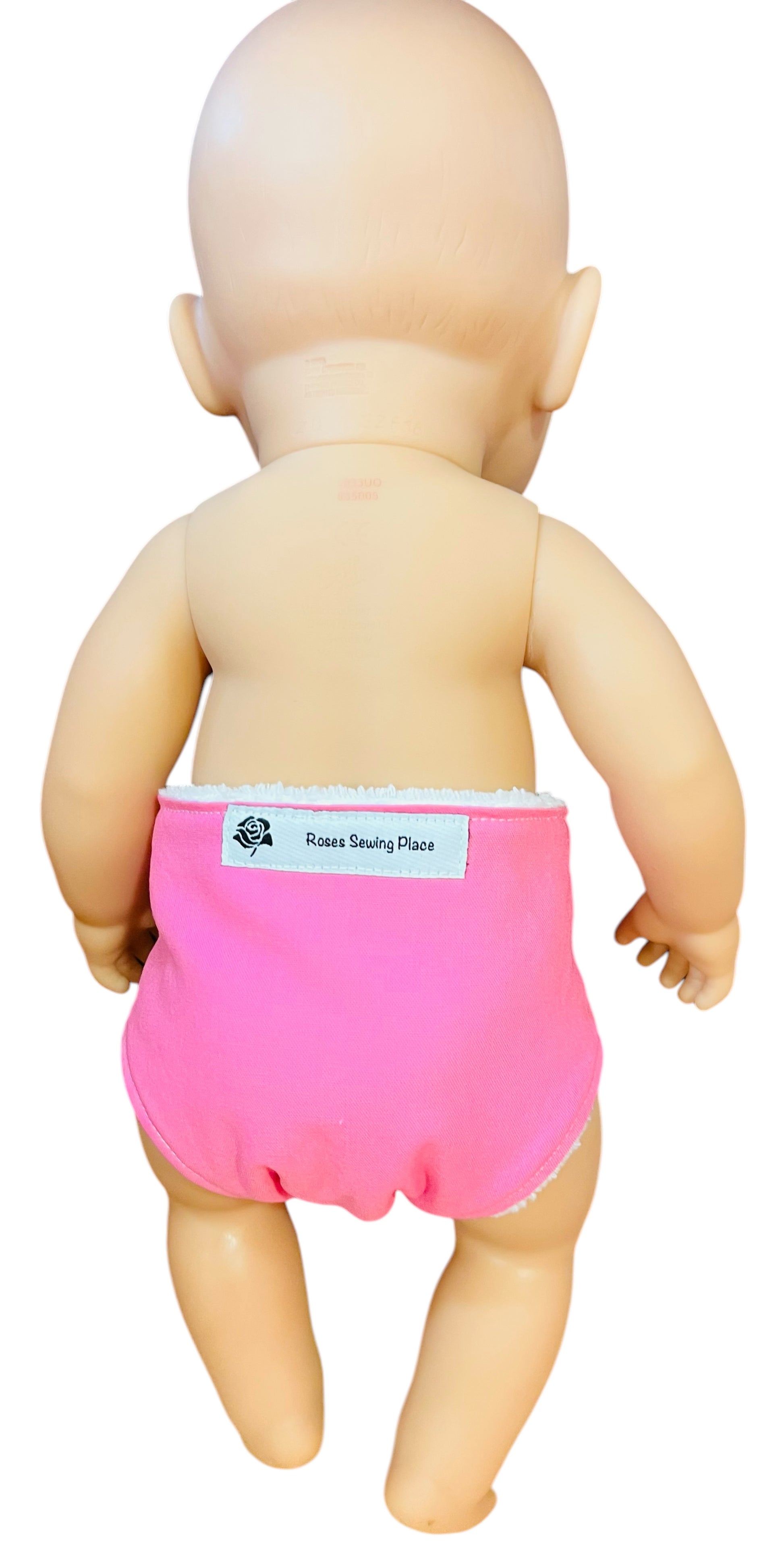 Bright Pink Hand Made Dolls Nappy with Velcro. Suits doll 43cm (as shown)