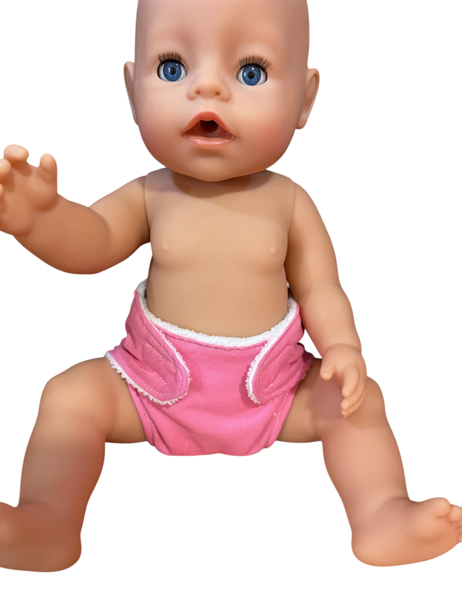 Bright Pink Hand Made Dolls Nappy with Velcro. Suits doll 43cm (as shown)