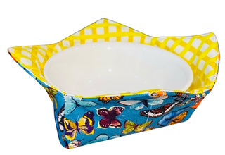 Microwavable Bowl Cosy.  Sized to suit breakfast bowl. 100% Cotton. Bowl Cozy. Bowl Cosie Reversible