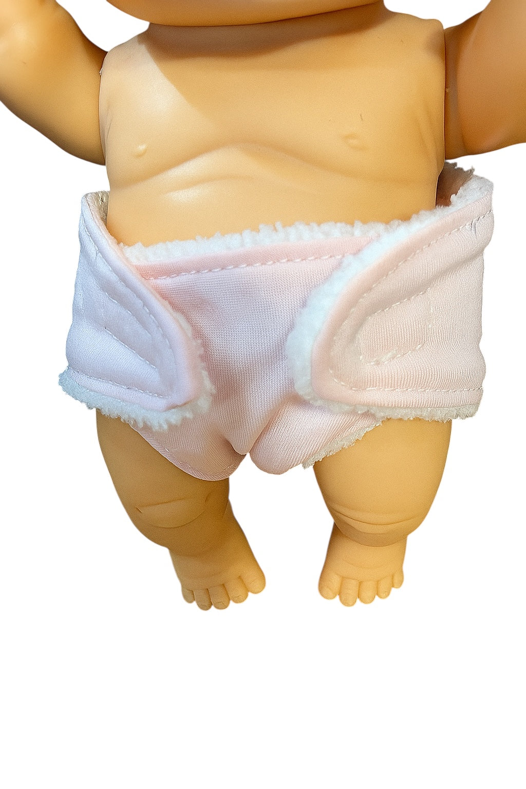 Pale Pink Doll's Nappy with Velcro. Fits doll 22cm (as shown)
