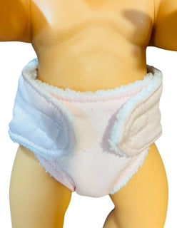 Pale Pink Doll's Nappy with Velcro. Fits 32cm doll (as shown)
