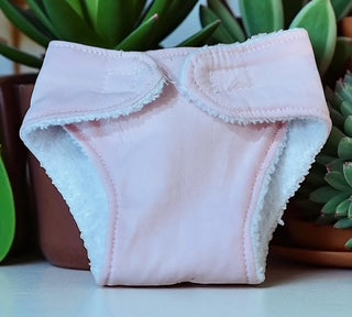 Pale Pink Doll's Nappy with Velcro. Fits 32cm doll (as shown)