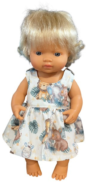 Animal Safari Dolls Dress with velcro. Suits 38cm doll (as shown)