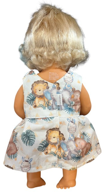 Animal Safari Dolls Dress with velcro. Suits 38cm doll (as shown)