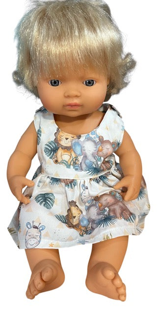 Animal Safari Dolls Dress with velcro. Suits 38cm doll (as shown)