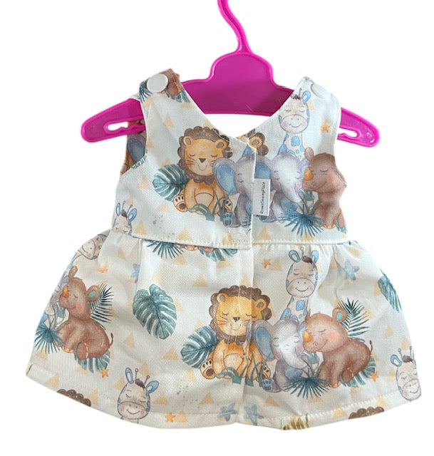 Animal Safari Dolls Dress with velcro. Suits 38cm doll (as shown)