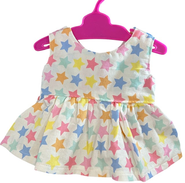Pastel Rainbow Stars Dolls Dress.  Suits 38cm doll (as shown)