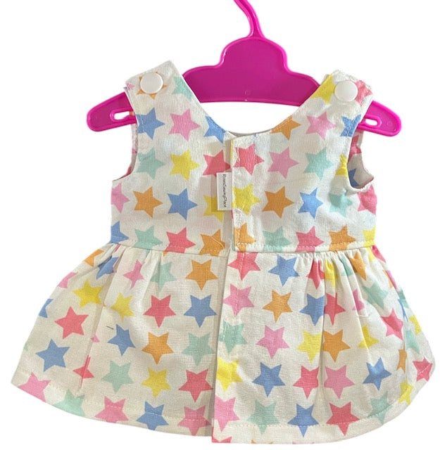 Pastel Rainbow Stars Dolls Dress.  Suits 38cm doll (as shown)