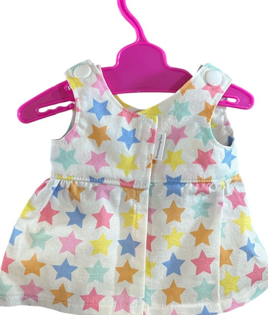 Pastel Rainbow Stars Dolls dress with velcro. Suits 32cm doll (as shown)