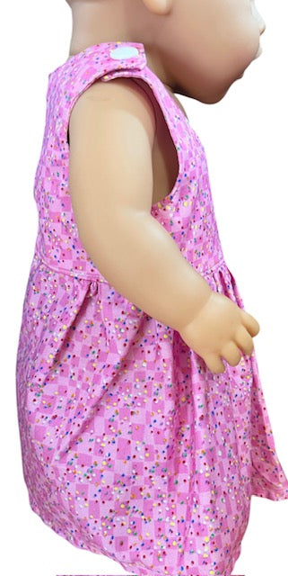 Confetti Pink Dolls dress. Suits 43cm doll (as shown)