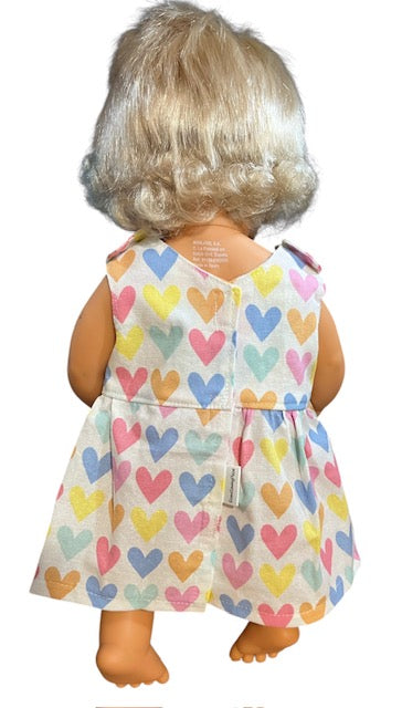 Pastel Rainbow Hearts Dolls Dress. Suits 38cm doll (as shown)