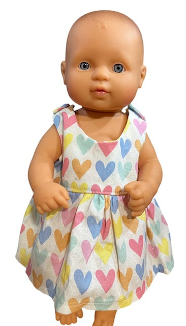 Pastel Rainbow Hearts Dolls Dress. Suits 32cm doll