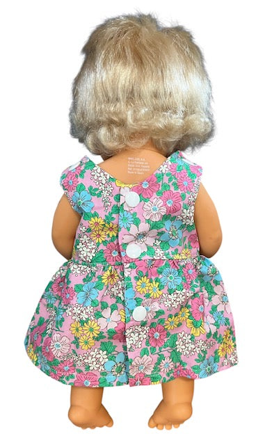 Pink Posy Dolls Dress. Suits 38cm doll (as shown)
