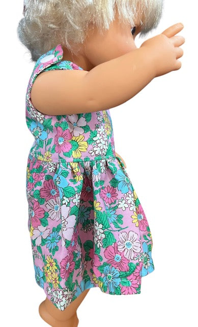 Pink Posy Dolls Dress. Suits 38cm doll (as shown)