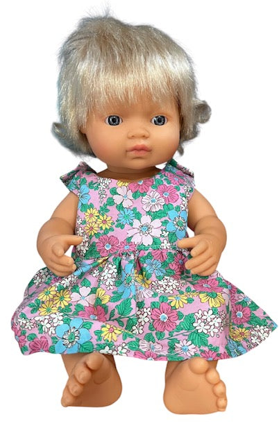 Pink Posy Dolls Dress. Suits 38cm doll (as shown)