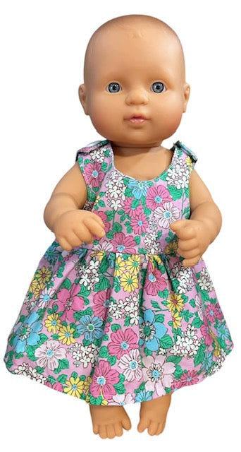 Pink Posy Dolls Dress. Suits 32cm doll (as shown)