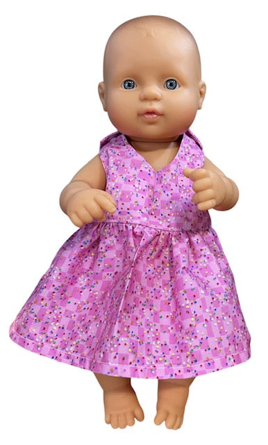 Confetti Pink Dolls Dress. Suits 32cm doll (as shown)