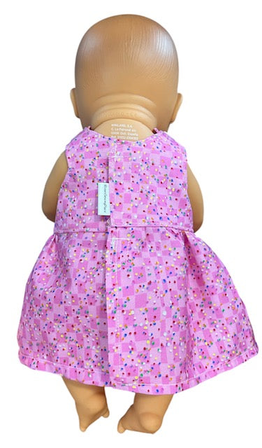 Confetti Pink Dolls Dress. Suits 32cm doll (as shown)