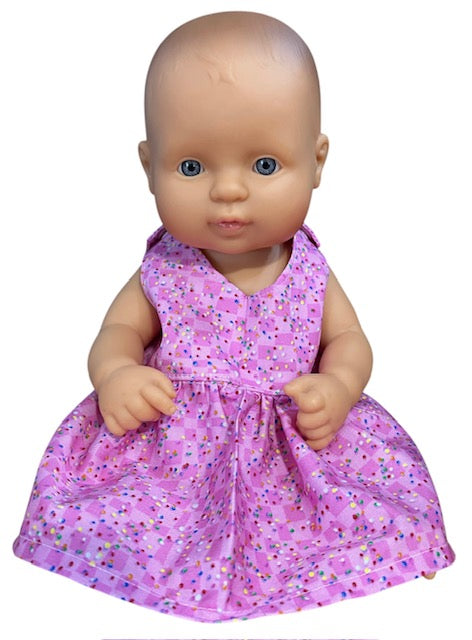 Confetti Pink Dolls Dress. Suits 32cm doll (as shown)