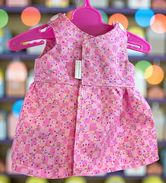 Confetti Pink Dolls Dress. Suits 32cm doll (as shown)