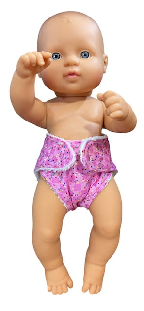 Confetti Pink Dolls Nappy. Suits 32cm doll (as shown)