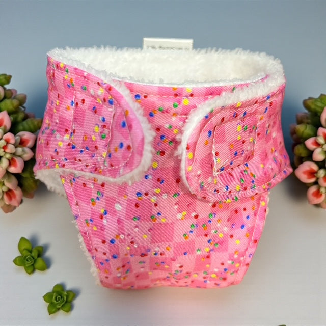 Confetti Pink Dolls Nappy. Suits 32cm doll (as shown)