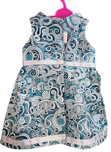 Baby Blue Swirls dolls dress. Fits 43cm doll (as shown)
