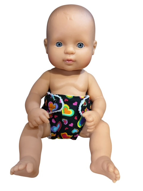 Happy Hearts Doll Nappy. Suits 32cm doll (as shown) velcro diaper