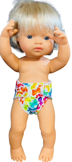 Butterfly Kisses Doll Nappy. Fits 38cm Minilands doll (as shown). Doll Diaper