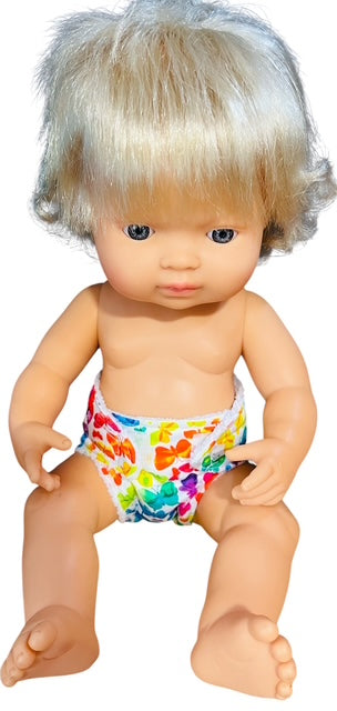 Butterfly Kisses Doll Nappy. Fits 38cm Minilands doll (as shown). Doll Diaper