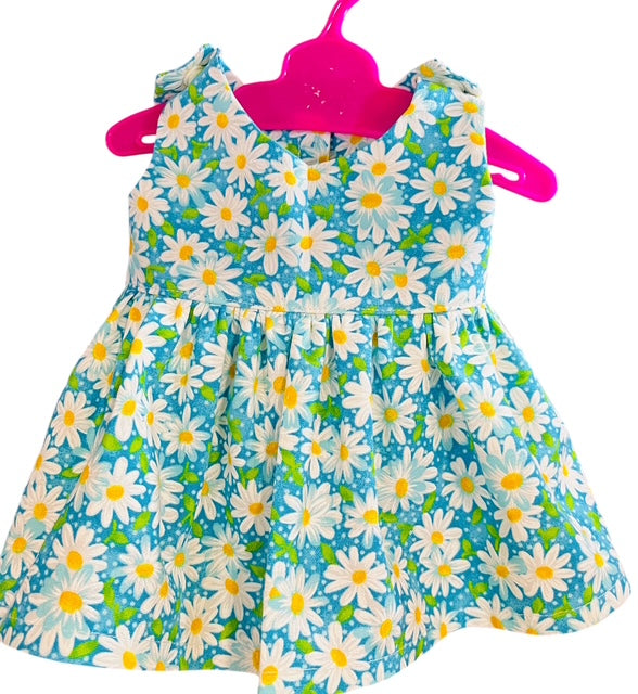 Daisy Patch Blue Doll Dress. Fits 38cm MiniLands Doll (as shown).
