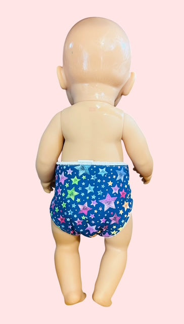 Twinkle Star Party Doll Nappy.  Fits 43cm Baby Born doll (as shown)