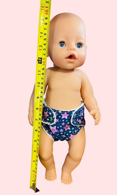 Twinkle Star Party Doll Nappy.  Fits 43cm Baby Born doll (as shown)