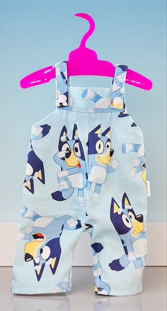 Bluey Overalls. Fits 43cm Baby Born doll (as shown)