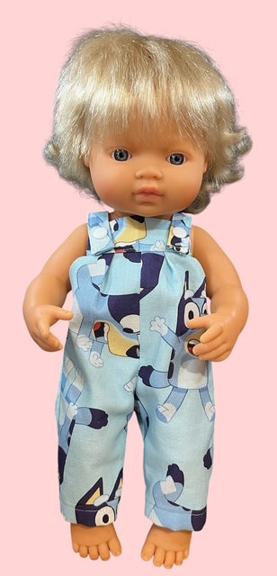 Bluey Overalls. Fits 38cm MiniLands Doll. (as shown)