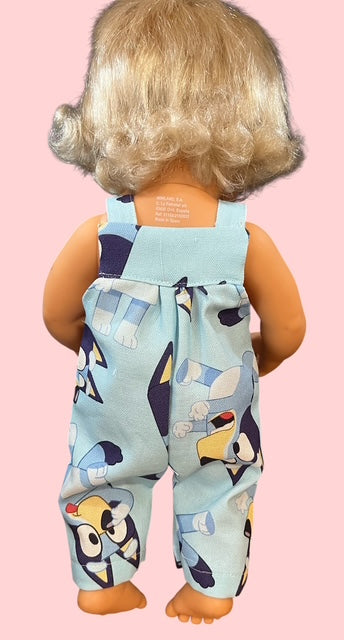 Bluey Overalls. Fits 38cm MiniLands Doll. (as shown)
