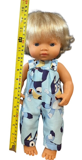 Bluey Overalls. Fits 38cm MiniLands Doll. (as shown)