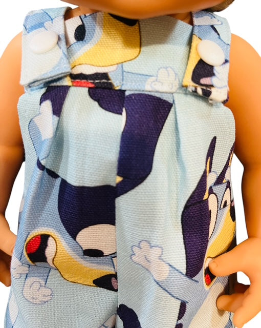 Bluey Overalls. Fits 38cm MiniLands Doll. (as shown)
