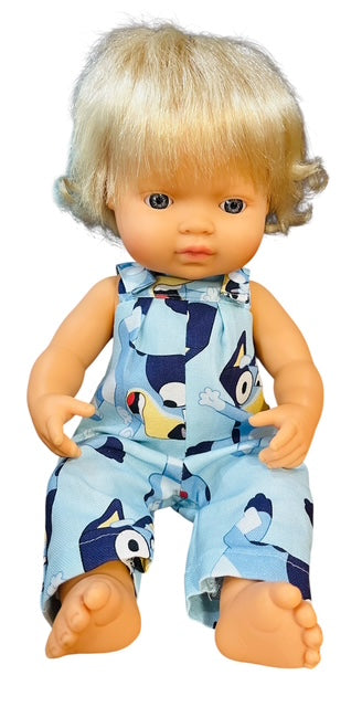 Bluey Overalls. Fits 38cm MiniLands Doll. (as shown)