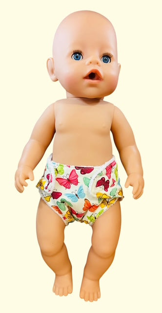 Butterfly Handmade doll nappy. Fits 43cm Baby Born doll (as shown)