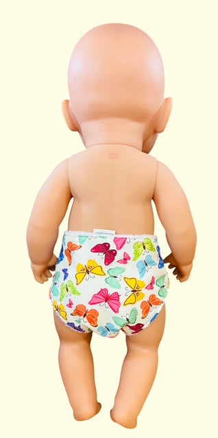 Butterfly Handmade doll nappy. Fits 43cm Baby Born doll (as shown)