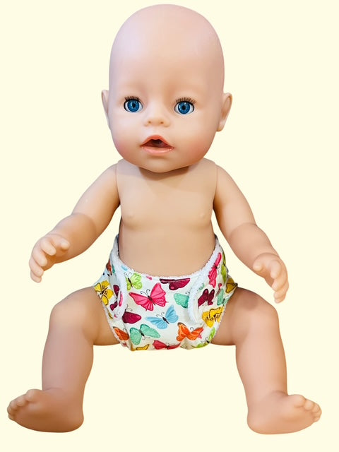 Butterfly Handmade doll nappy. Fits 43cm Baby Born doll (as shown)