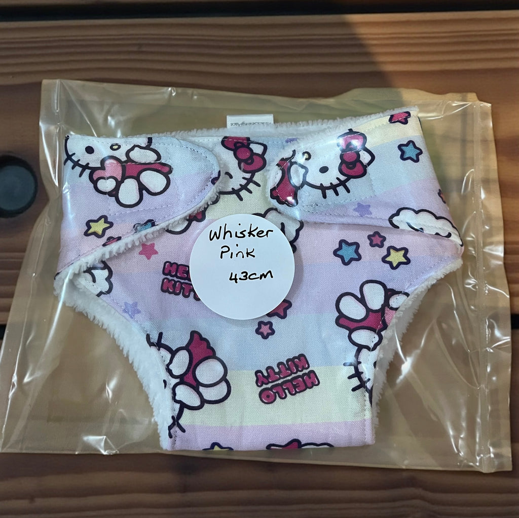 Whisker Pink Doll Nappy. Fits 43cm (Baby Born) doll.
