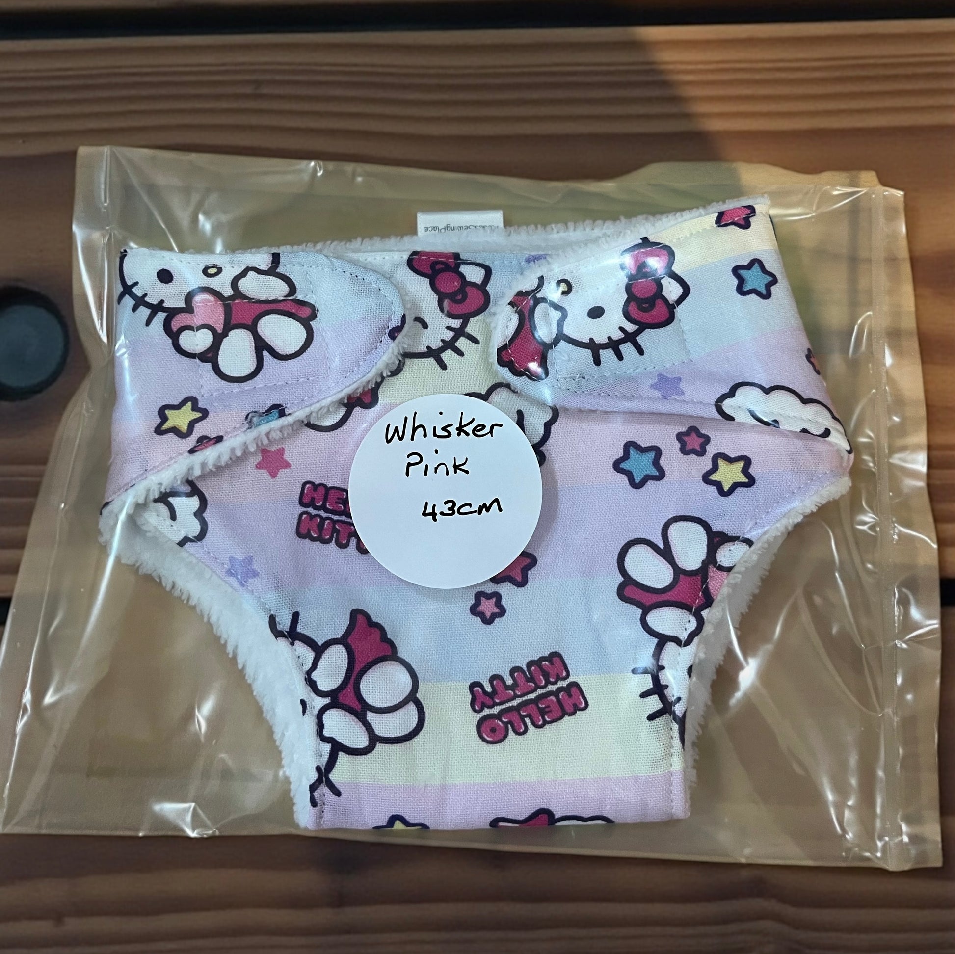 Whisker Pink Doll Nappy. Fits 43cm (Baby Born) doll.