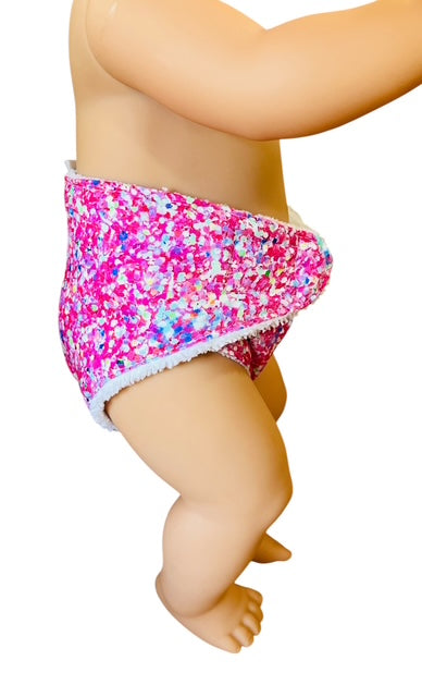 Sprinkle Splash Doll's Nappy with Velcro. Fits 43cm Baby Born Doll (as shown)