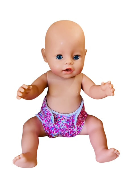 Sprinkle Splash Doll's Nappy with Velcro. Fits 43cm Baby Born Doll (as shown)