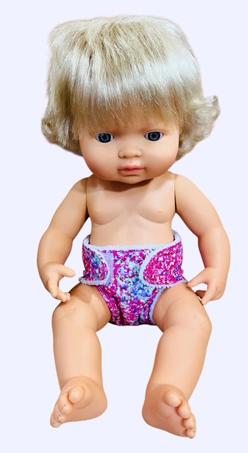 Sprinkle Splash Doll Nappy with Velcro. Fits 38cm MiniLands doll (as shown)