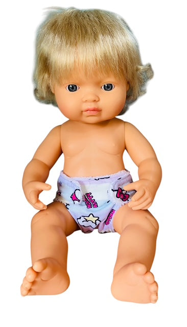 Whisker Pink doll Nappy. Fits 38cm Mini Lands Doll. (as shown)