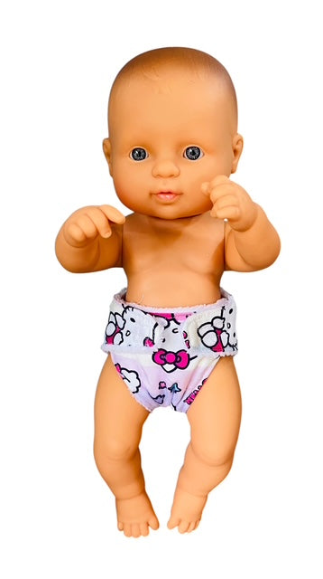 Whisker Pink Dolls Nappy. Fits 32cm Mini Lands Doll. (as shown)